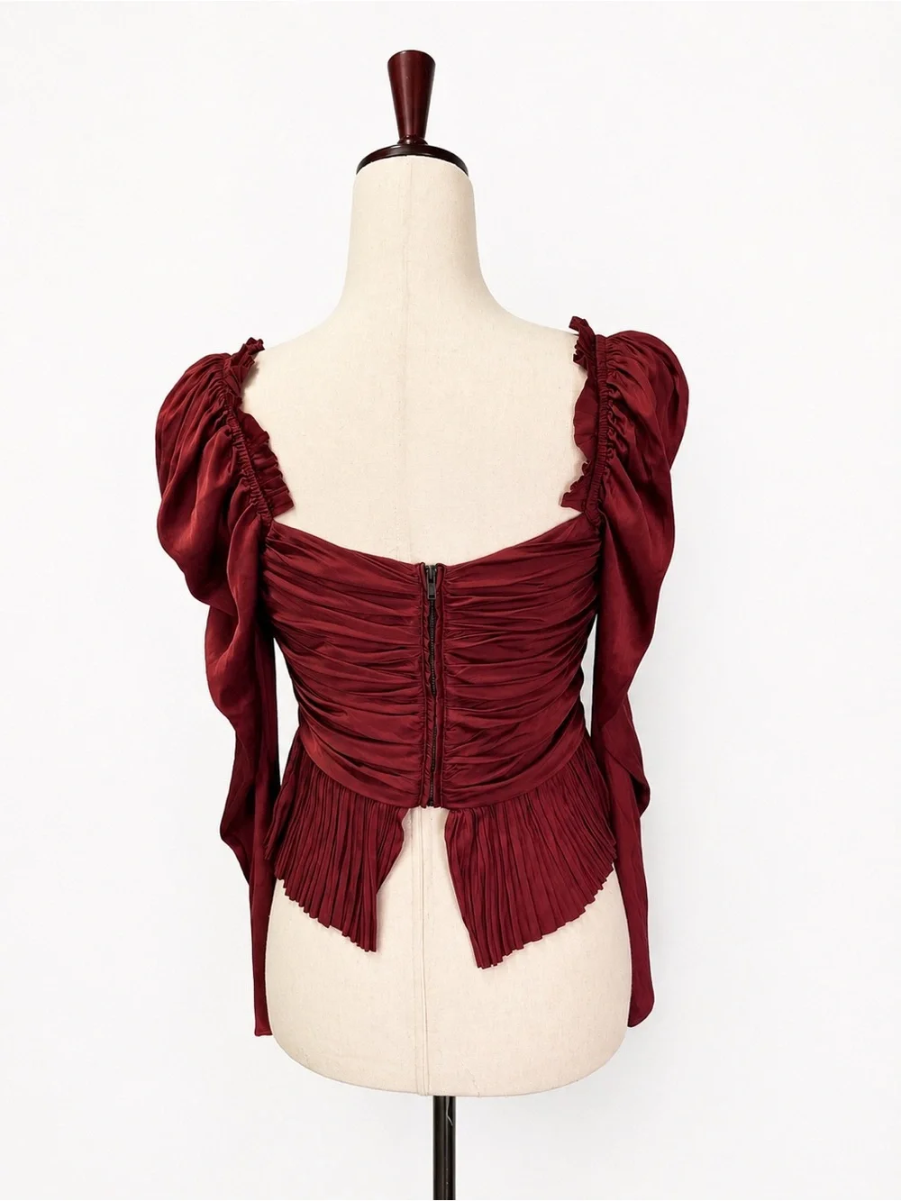Ulla Johnson Mirelle Burgundy Ruched Peplum Puff Sleeve Blouse size 2
